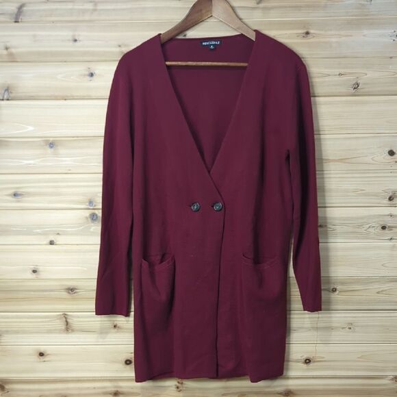 J. Crew Sweater Womens Medium Burgundy Cardigan 100% Cotton Long Length - Picture 1 of 9